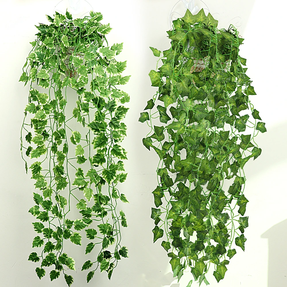 

Home Decor Green Plant Ivy Leaf Artificial Flower Plastic Garland Vine Artificial Wall Simulation Leaf Rattan Flowers