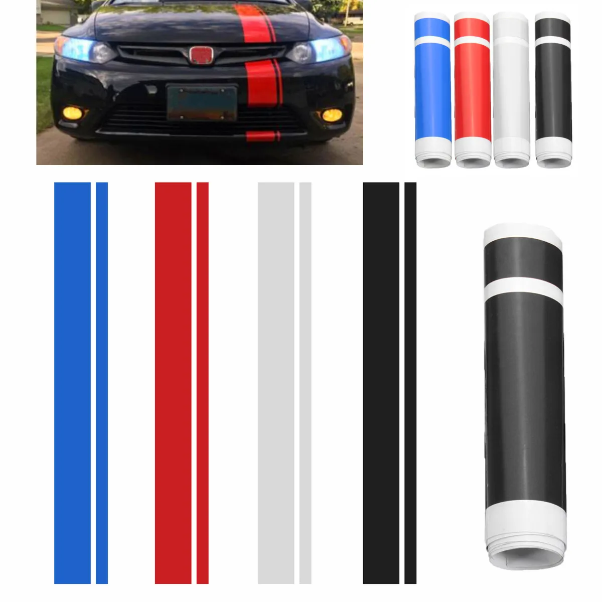 Универсальные автомобильные наклейки и в полоску для гонок 1x6 Автомобильная