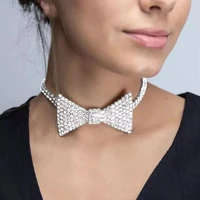 luxury shiny crystal handmade custom bow collar necklace womens big money dollar rhinestone collar necklace jewelry gift