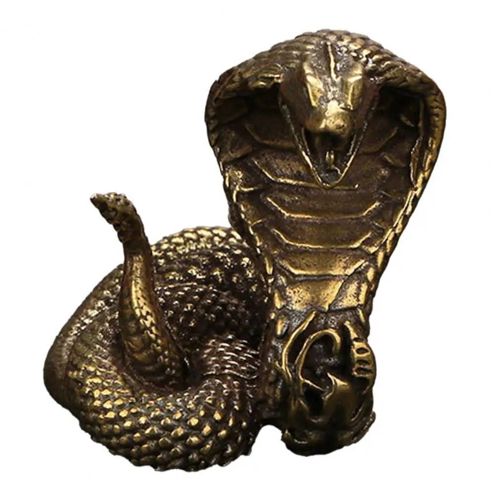 

HOT SALES！！！Cobra Statue Ornament Zodiac Snake Miniature Figurines Copper Desktop Craft