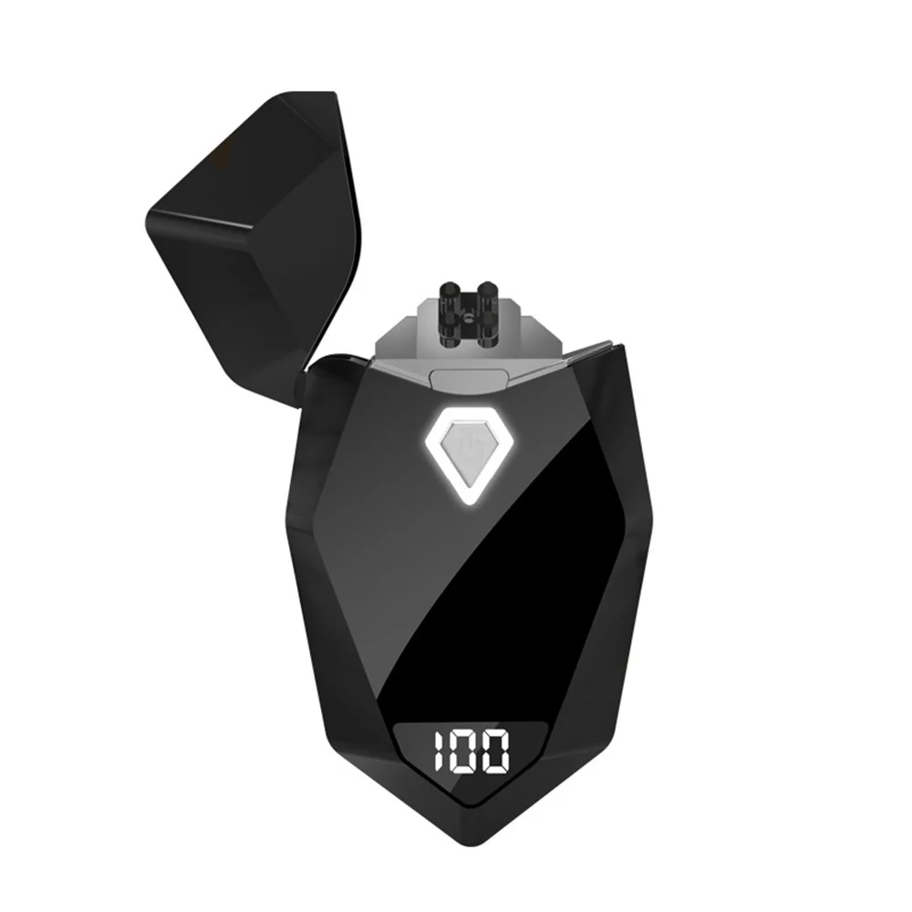 

2021 New Cool Diamond Double Arc Electric Lighter USB Chargeable Portable Windproof With Digital Power Display Electric Lighters