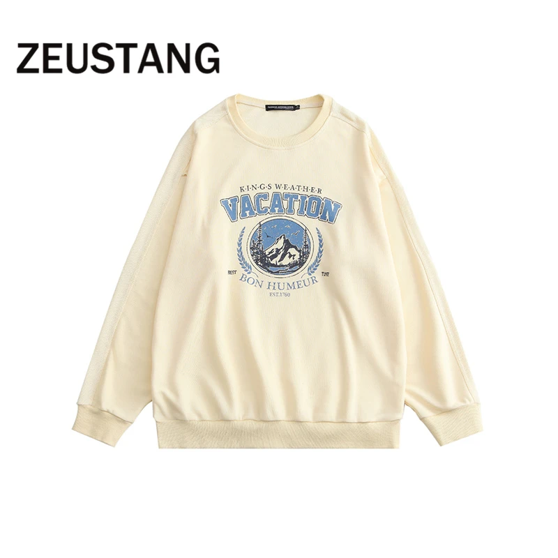 

Zeustang Hoodies Cartoon Print Sweatshirts Streetwear Long Sleeve Hip HOP Loose Casual Men Loose Fashion Tops Outerwear
