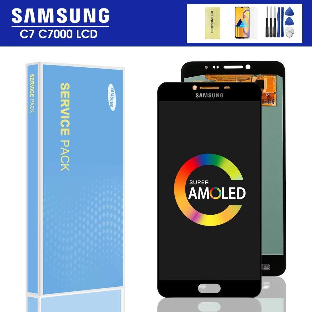 Super AMOLED ЖК экран для Samsung Galaxy C7 C7000 дисплей сенсорный дигитайзер в сборке запасные