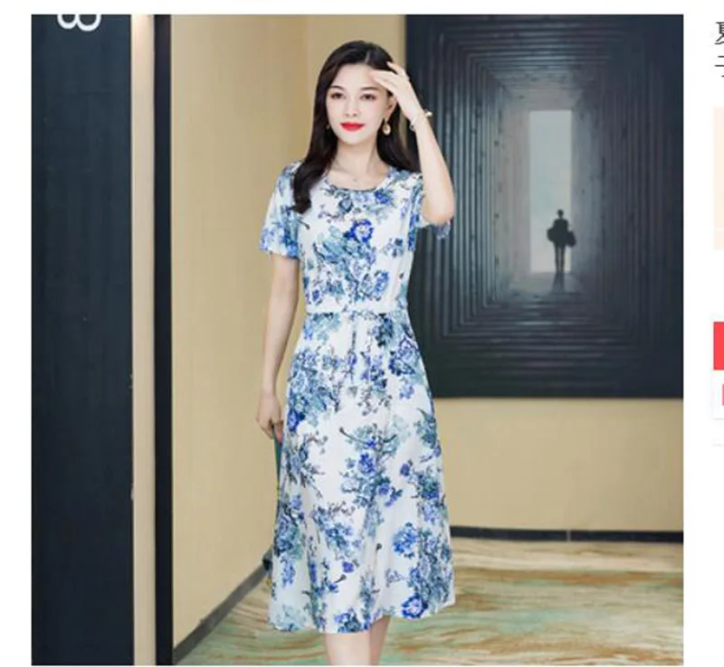 Женское свободное платье среднего возраста удобное пляжное длинное из хлопка с