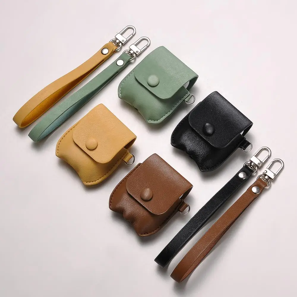 

Leather Case for AirPods with Keychain Leather Vintage Portable Shockproof Protective Cover for Apple AirPod Earphones Case