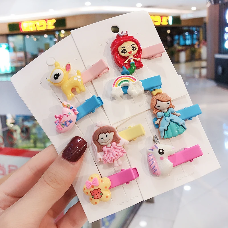 2 шт./компл. заколки для волос девочек с милым рисунком радуги и фруктов детские