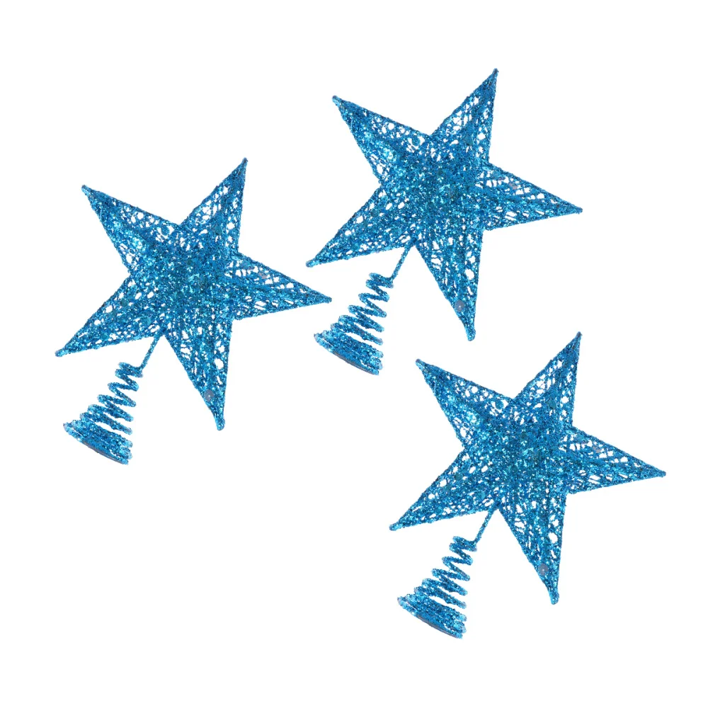 

3pcs Christmas Tree Star Stereoscopic Pentagram Treetop Decor Christmas Tree Ornament Party Supplies (Golden 15cm)