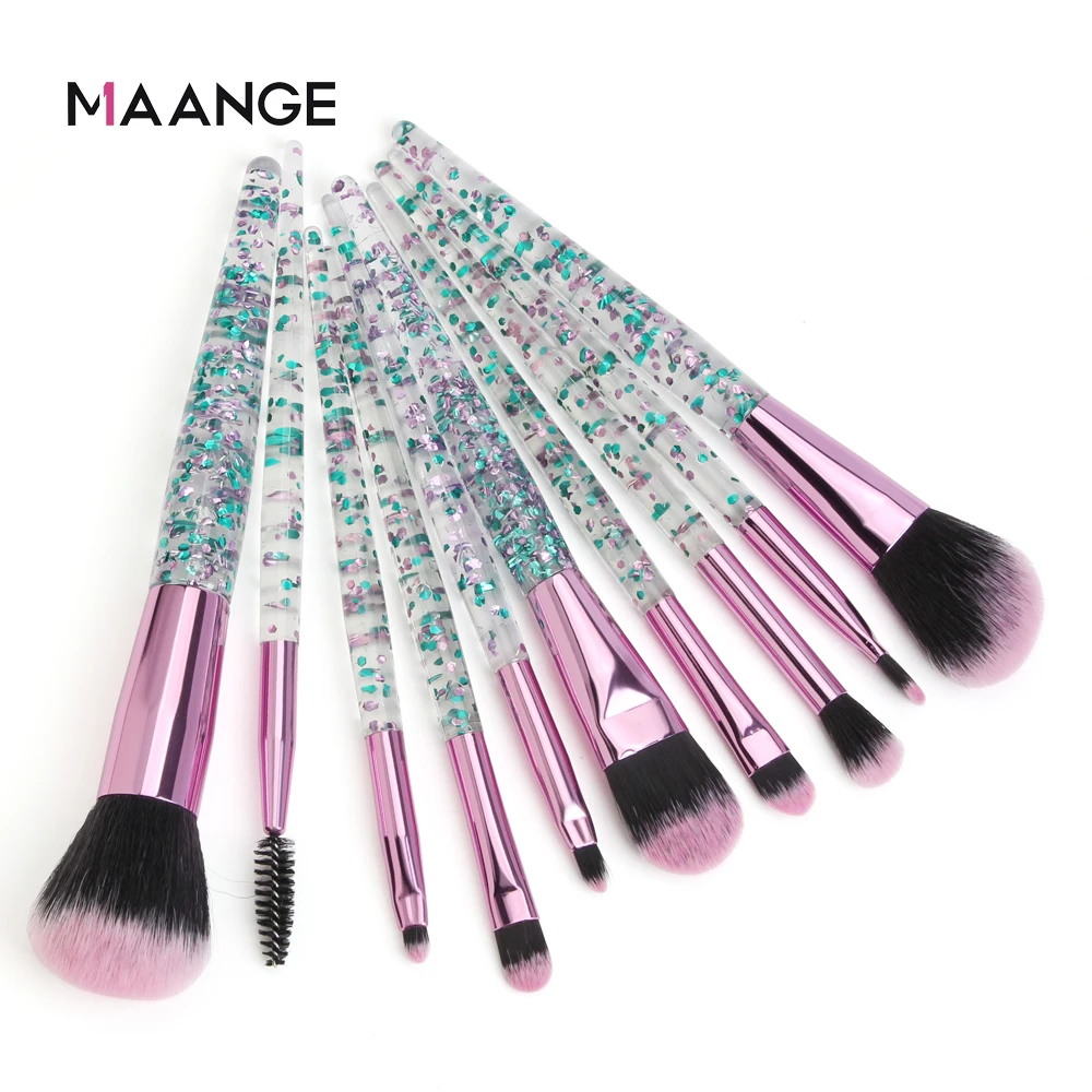 Набор блестящих красивых кистей для макияжа MAANGE 10 шт. основы пудры теней