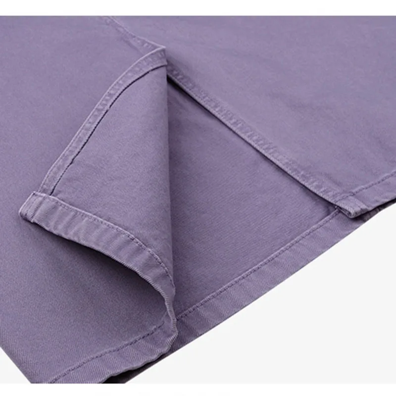 

Women Spring New Candy Color Casual Tail Split Design High Waist Denim Skirt Slim All-Match Loose Cotton A-Line Skirt
