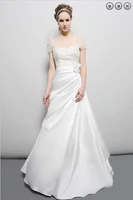 free shipping vintage 2016 new designer bridal gown plus size sain simple maxi white long dress beaded wedding party dresses
