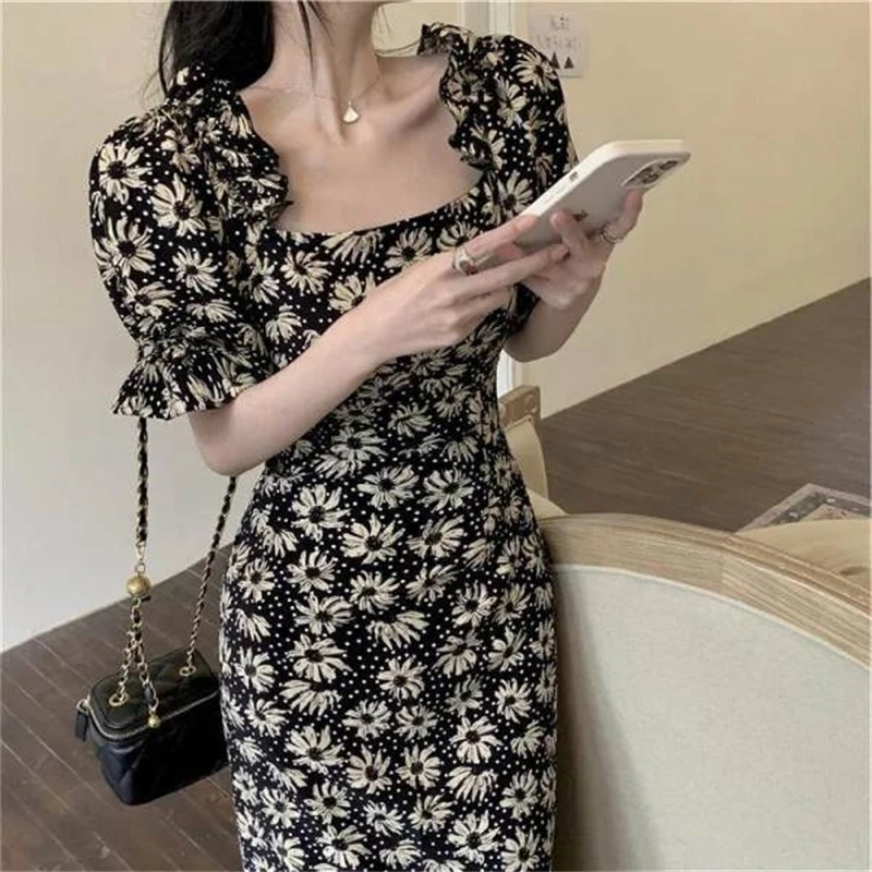 

Platycodon Grandiflorum French Chiffon Dress 2021 Summer Tight Waist