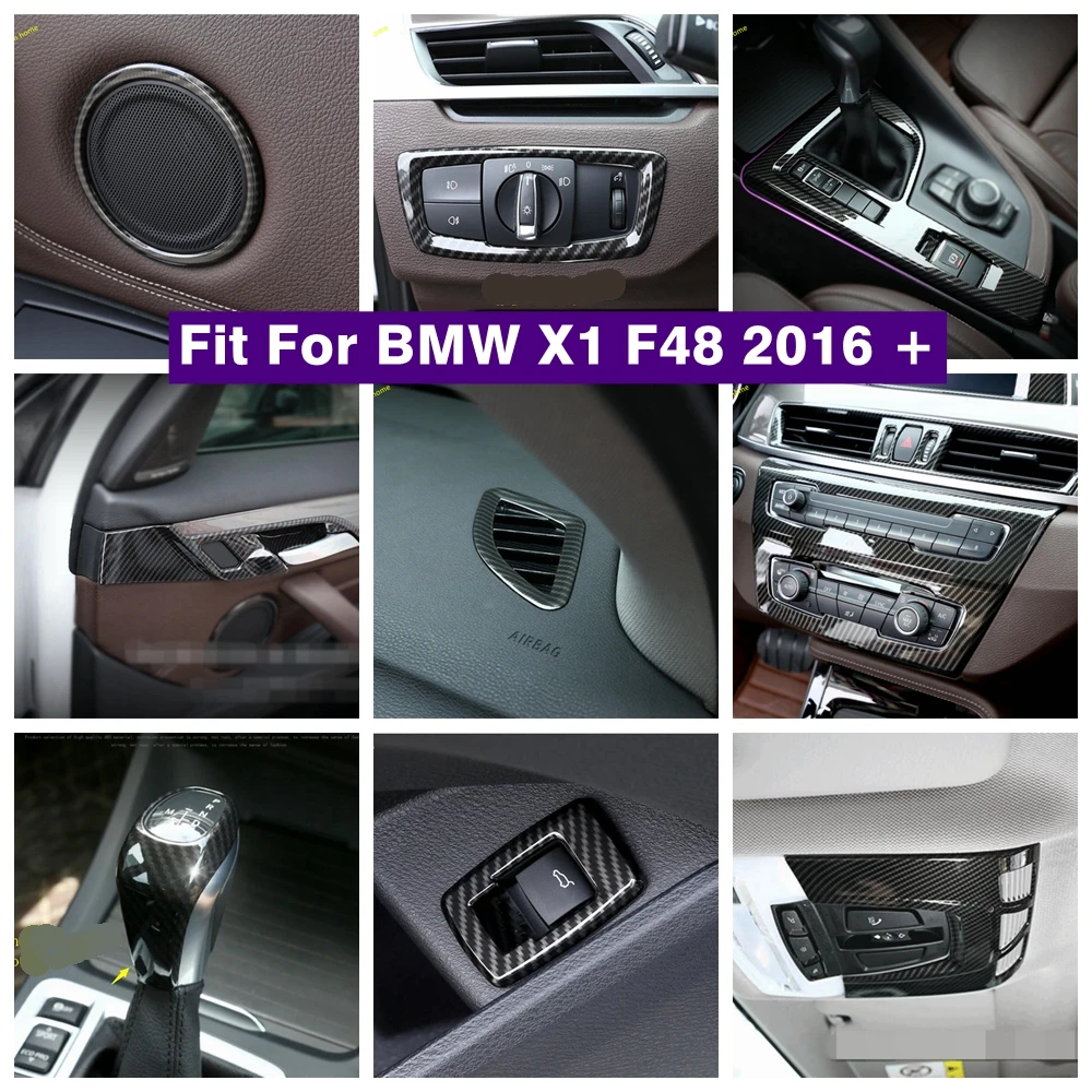 

ABS Carbon Fiber Look Interior Refit Kit Roof Reading Lights / Air AC Panel / Gear Box Cover Trim Fit For BMW X1 F48 2016 - 2021