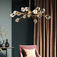 ourfeng modern chandelier copper led crystal lighting fixtures luxury decorative for home bed room foyer