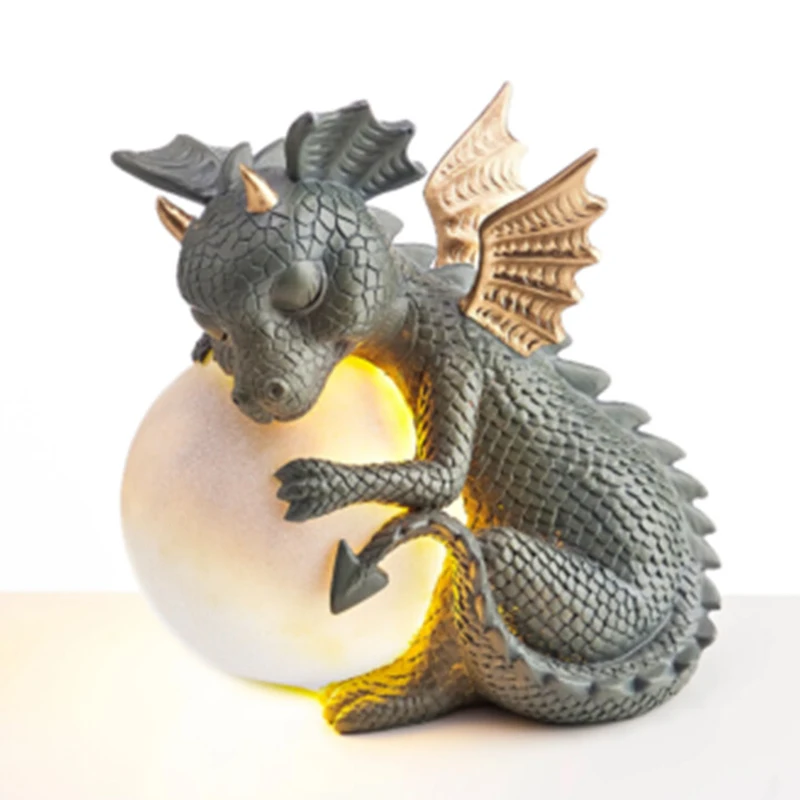 

MystiCalls Garden Dragon Meditated Statue Collecting 16cm Resin Ornament Dinosaur Shape Sculpture Outdoor Yard Decoration