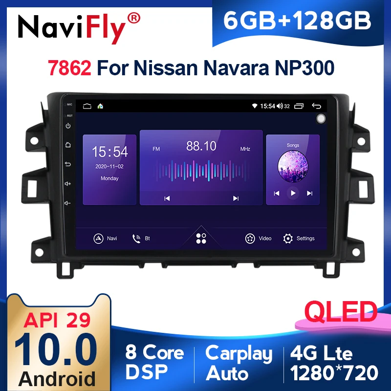 NaviFly 6 ГБ + 128 Гб 8-ядерный QLED 1280*720 Carplay Android 10 0 Автомобильный навигатор GPS радио плеер