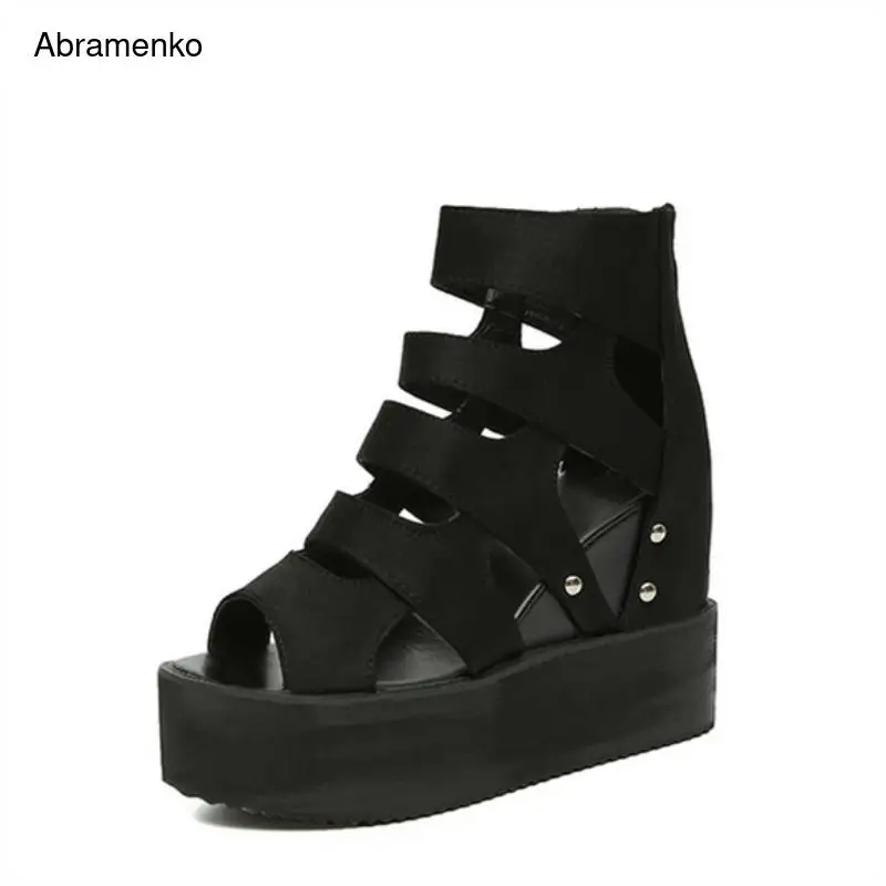 Женские сандалии на высокой танкетке летние шлепанцы с открытым носком и