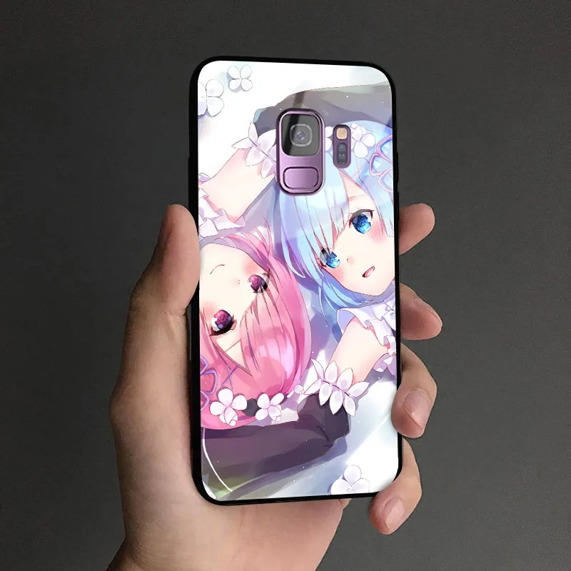 AE 2131 Re Zero Аниме Ram Rem Emilia чехол для телефона для samsung Galaxy S8 S9 S10e S10 Note 8 9 10 Plus закаленное стекло Мягкий силиконовый чехол - Цвет: AE 2131