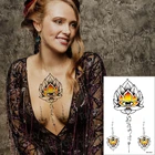 Лотос арабский ювелирные изделия Переводные татуировки воды наклейки для женщин тела грудь Временные татуировки девушка браслет на талию флэш татуировки цветок