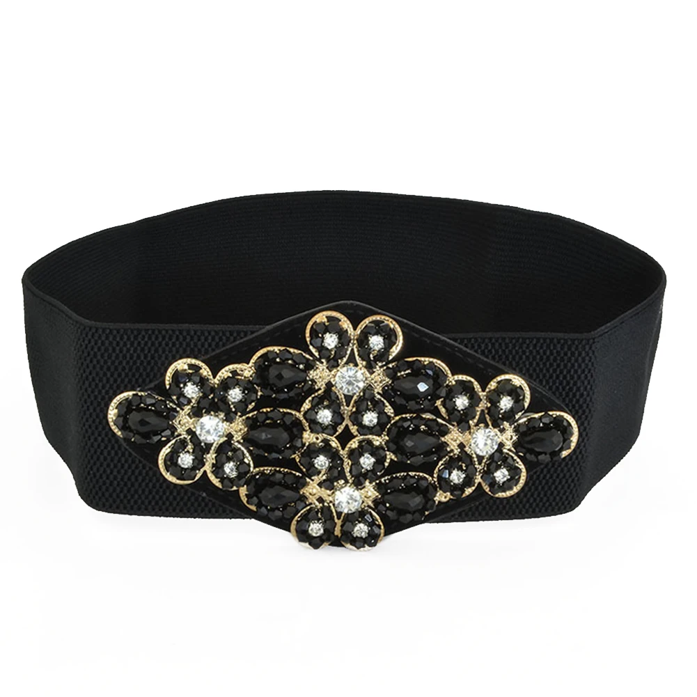 Женский пояс Ручной Работы Стразы с цветочным принтом широкий эластичный |