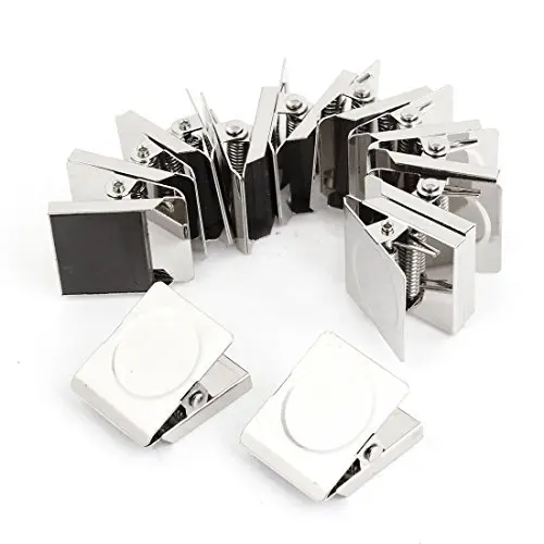 

12 Pcs 3cm Square Spring Loaded Refrigerator Magnetic Wall Memo Paper Note Clip(Silver)