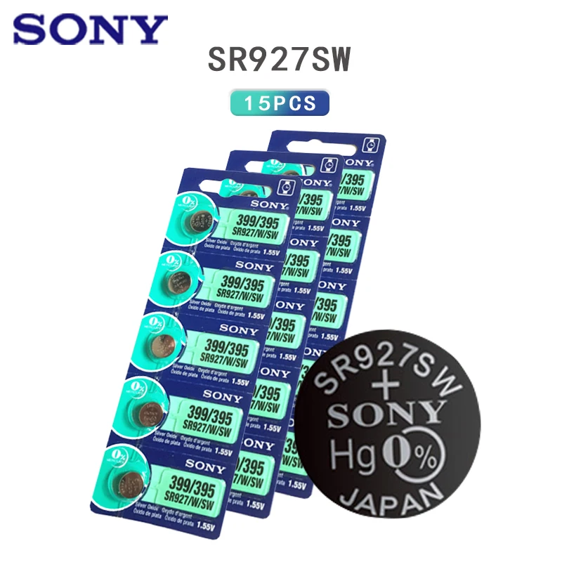 

15pcs Sony AG7 LR927 LR57 Button Batteries 395A Cell Coin Alkaline Battery 1.55V 395 SR927SW GR927 For Watch Toys Remote