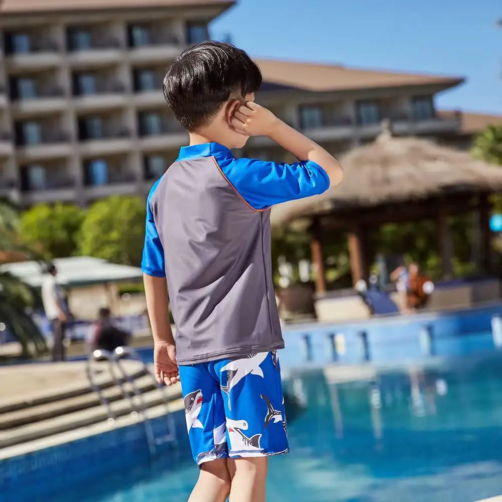 Брендовый детский купальник комплекты одежды плавательные рубашки + плавки