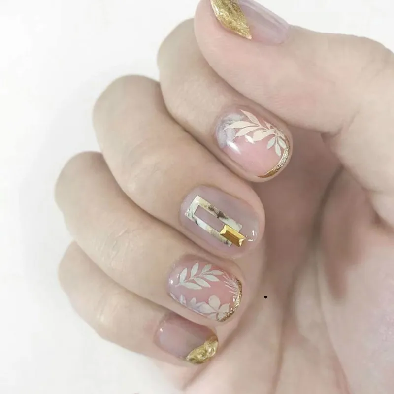 1 шт 3D слайдер для ногтей Подсолнух зеленые листья кролик розовый кружевной