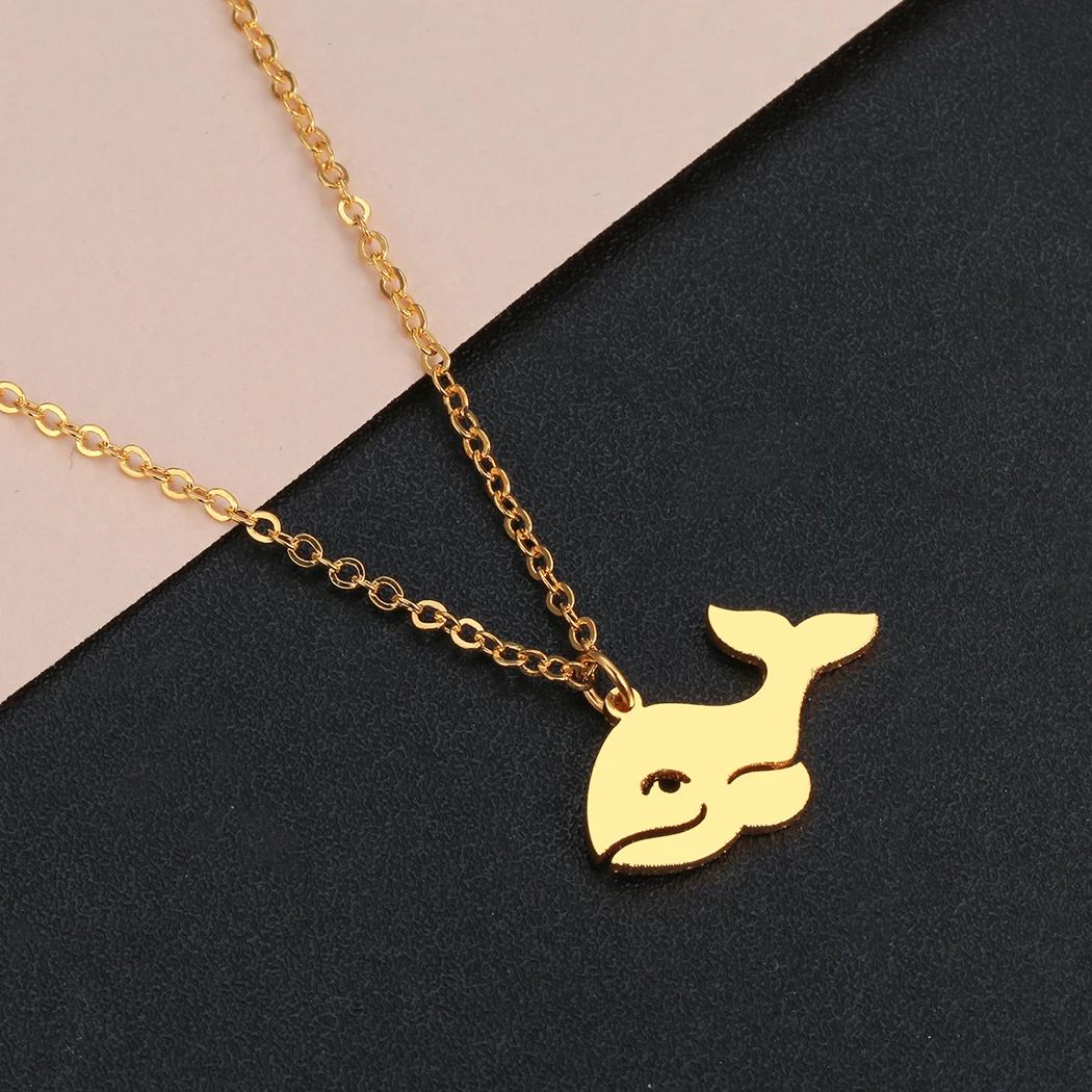 Ожерелье QIMING для женщин и мужчин милое украшение в виде дельфина из нержавеющей