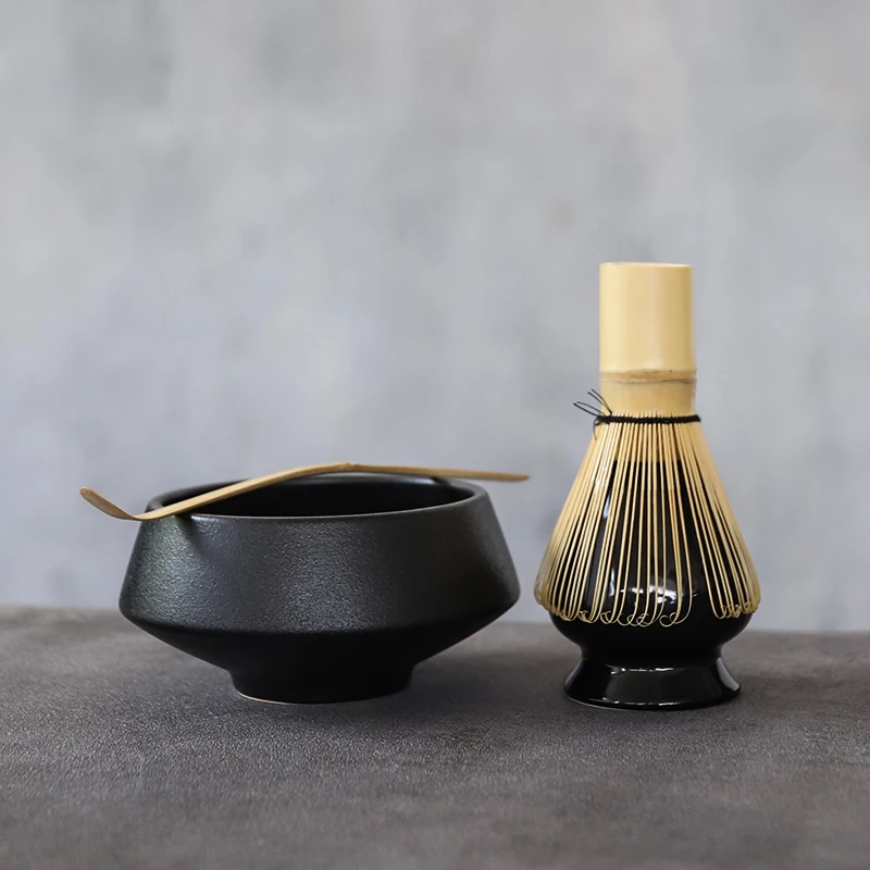 LUWU traditional ceramic matcha sets with bamboo whisk ceremic matcha bowl whisk holders tea sets