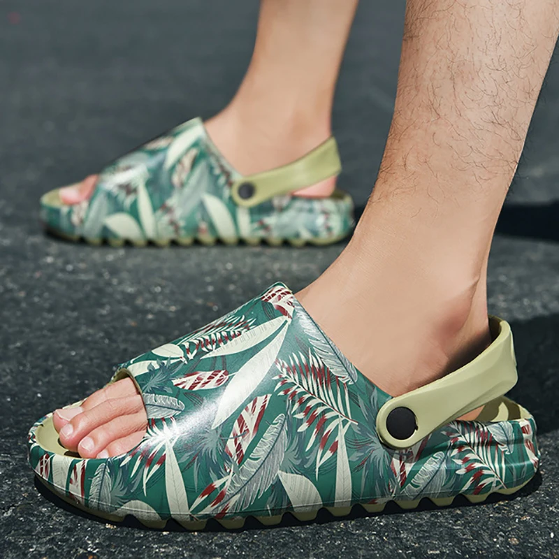 

New Arrival Men's Hawaiian Vacation Style Beach Flip Flops Boy's Outdoor Quality Stretch Flat Slides Bathroom Home Slippers