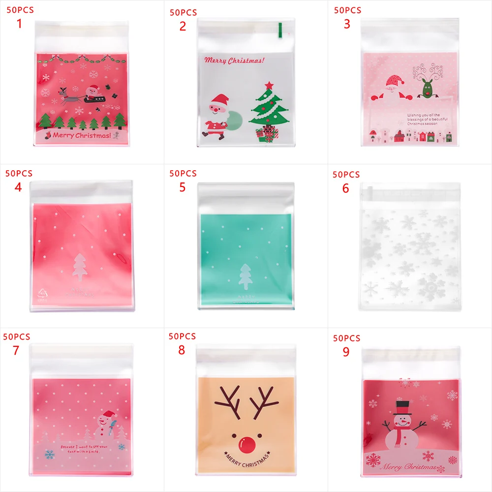 50 шт. пакеты для конфет и печенья Пластиковые самоклеящиеся закусок вечерние