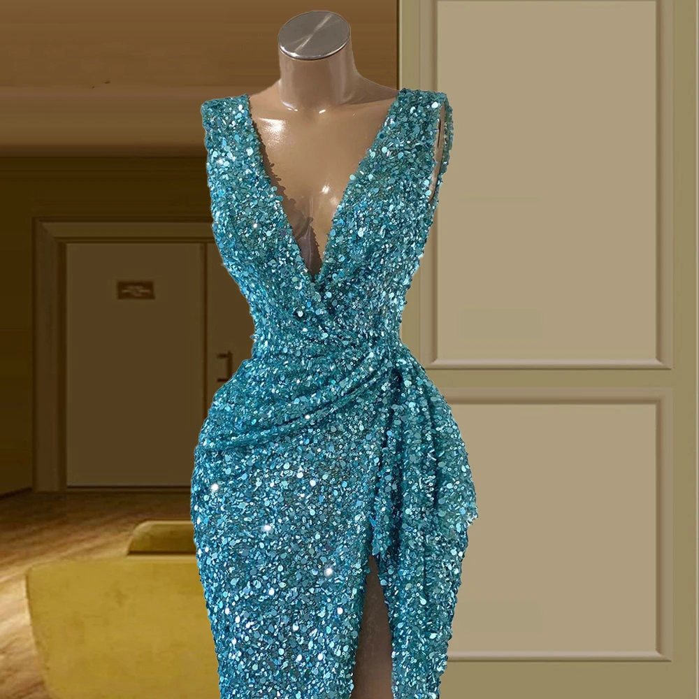 

YILIBER Evening dresses 2021 vintage vlack pearls long sleeves evening gowns beading prom dresses for women short dresses