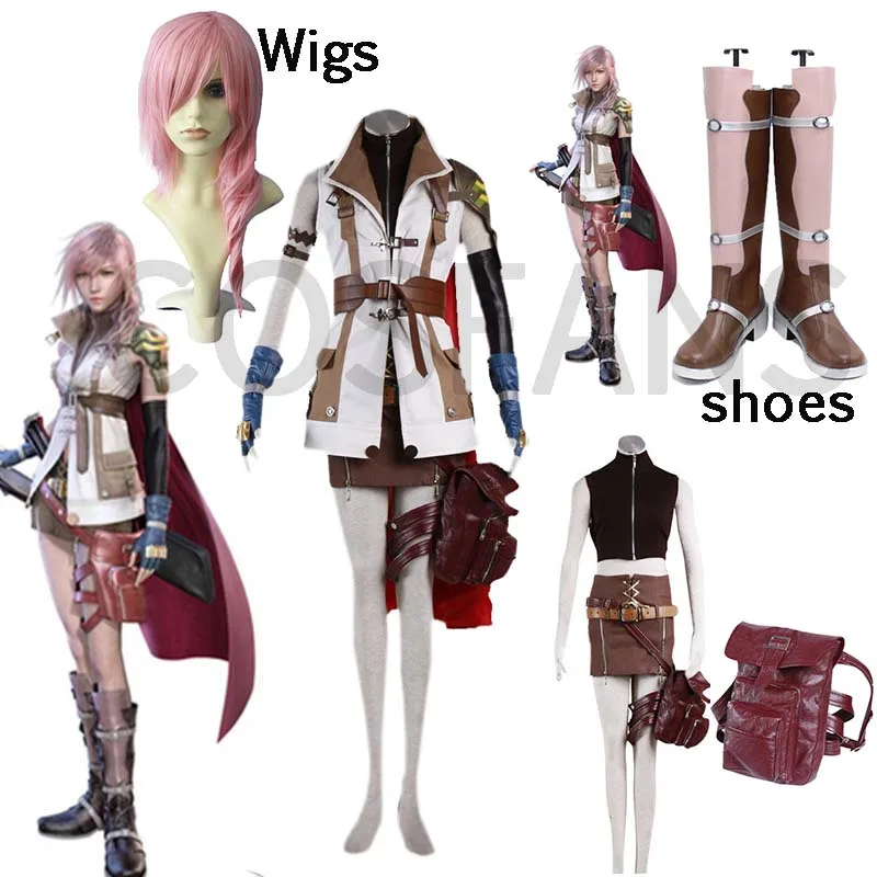 Высокое качество Final Fantasy XIII Костюм для костюмированной вечеринки с молнией