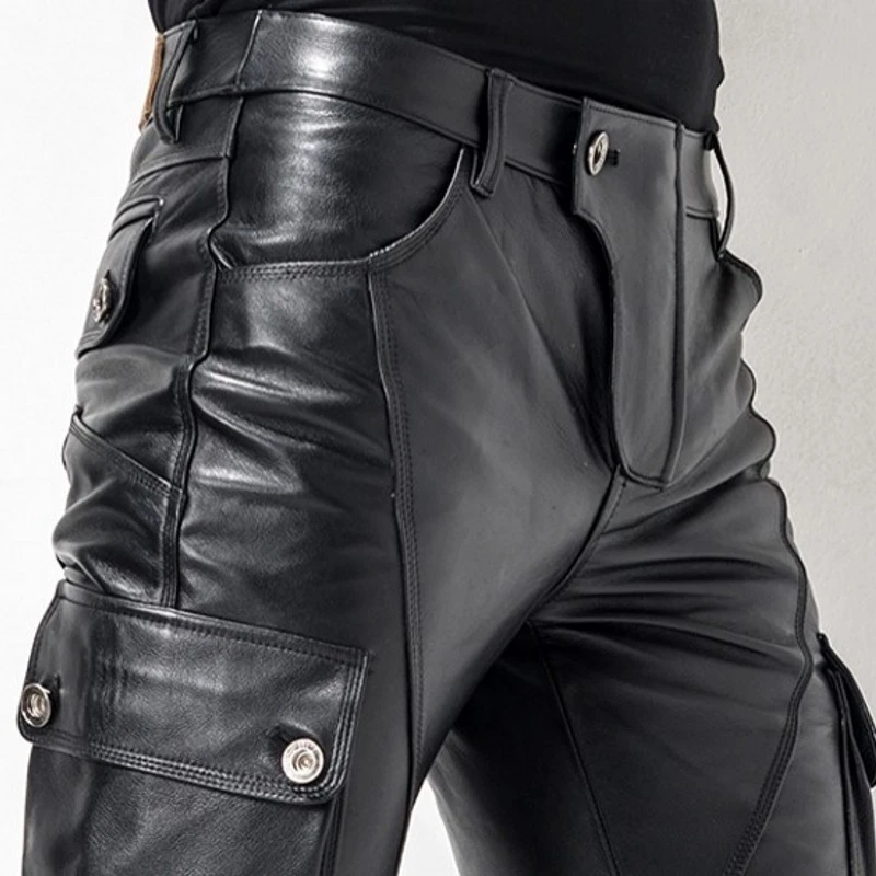 2020 новые мужские брюки размера плюс 29-35 модные кожаные для мотоцикла прямые из