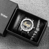 luxury hollow automatic watch bracelet men mechanical wristwatches 2021 gifts set with box for boyfriend relogio masculino