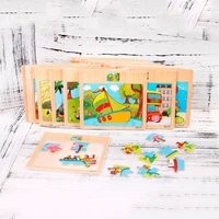 colorful 3d puzzle wooden puzzle toy children cartoon animal traffic learning puzzle toys leducational toy for kids adults4