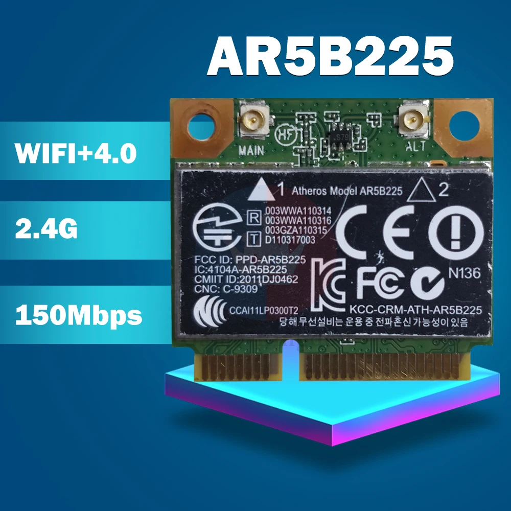 Atheros AR9485 AR5B225 Half Mini PCIe беспроводная карта 300M + BT4.0 654825 001 655795 для HP CQ43 CQ58 DV4 DV6 DV7 G4 G6