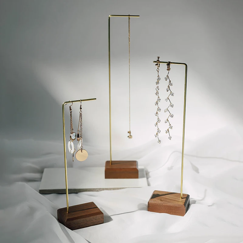 

Wooden and metal necklace holders bracelet stand for jewelry chain holders earring organizer jewellery display case Hanging