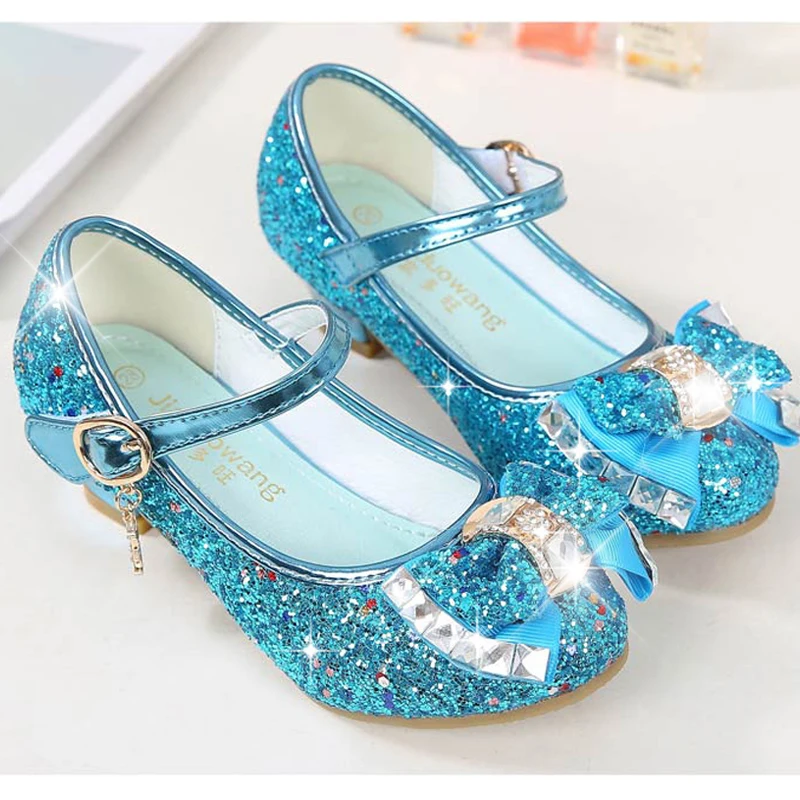 

Children Princess Shoes for Girls Sandals High Heel Glitter Shiny Rhinestone Enfants Fille Female Party Dress Shoes Size 26-38
