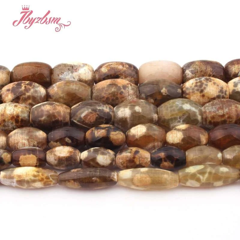 Olivary Brown Agates Natural Stone Loose Spacer Beads for DIY Accessories Women Men Necklace Bracelets Jewelry Making 15&quot | Украшения и