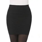 Сексуальное короткое платье-карандаш для женщин, складки, высокая эластичность, плиссированная мини-юбка, смесь хлопка, однотонные облегающие юбки с высокой талией