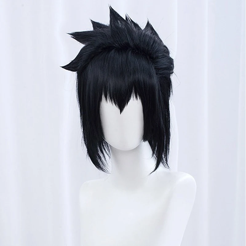 Мужской короткий черный парик для косплея Sasuke Uchiha из аниме термостойкие