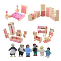 hot sale wooden dollhouse furniture miniature toy for dolls kids children house play toy mini furniture sets doll toys gifts