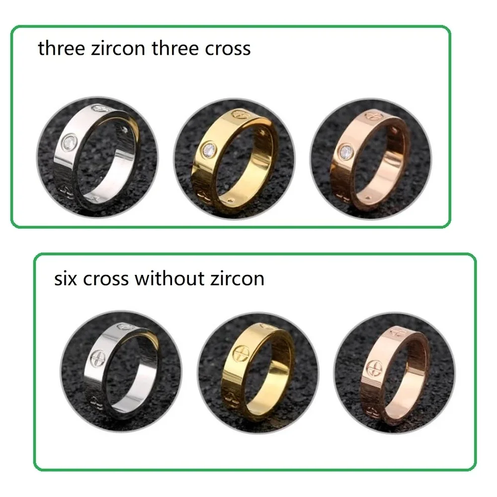 

2021 With logos A Cross Stainless Steel Zircon Ring With Stone For Woman Girl For Men Couple Ring Wedding Ring Gift