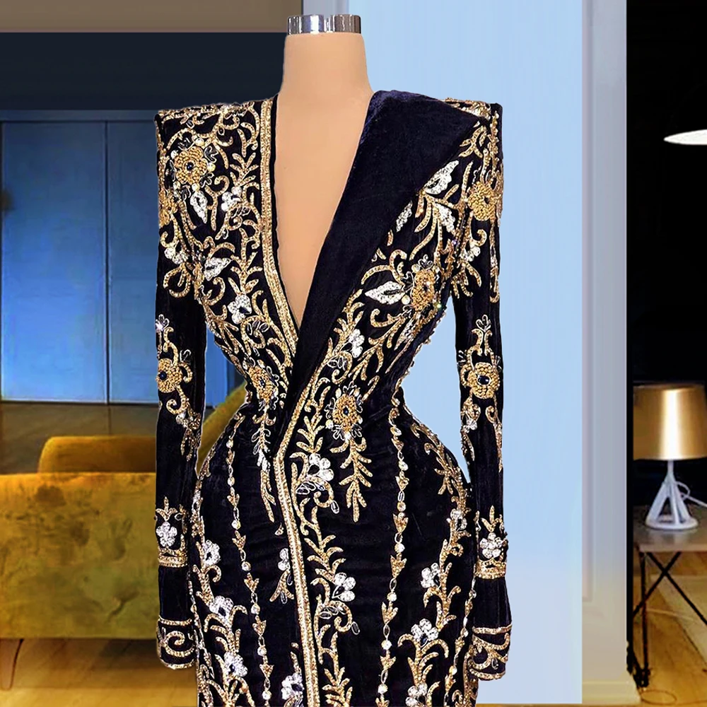 

Long Black Muslim Embroidery Evening Dresses 2021 Rhinestones Saudi Arabia Islamic Turkish vestido de fiesta de boda