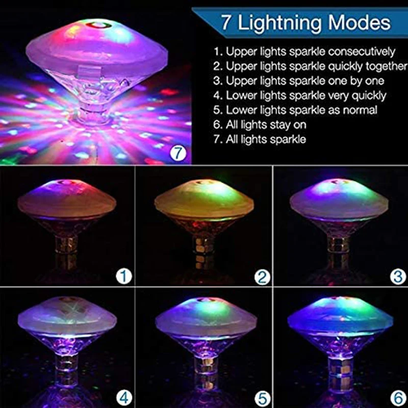 Светильник для бассейна светодиодная лампа с аккумулятором 7 режимами работы