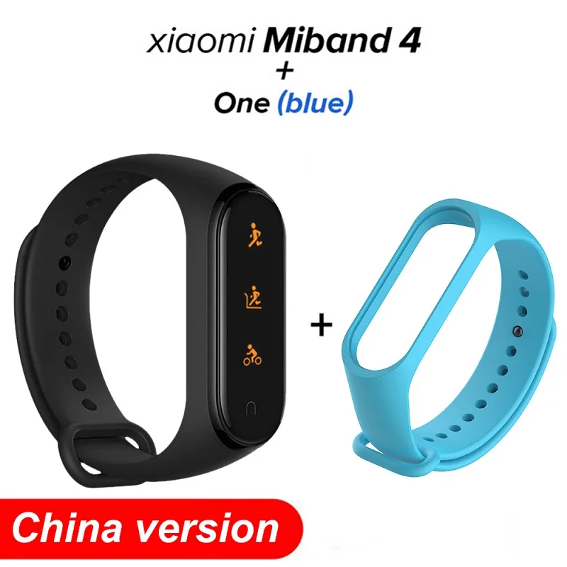 add Blue Strap Глобальная версия Mi Band 4, смарт-браслеты Miband 4, браслет, пульсометр, фитнес, 135 мА/ч, цветной, Bluetooth 5,0, спортивный, водонепроницаемый браслет - Цвет: add Blue Strap