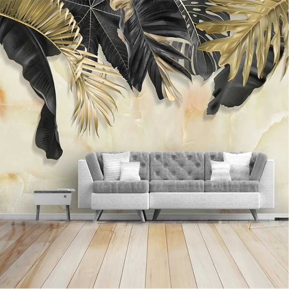 Milofi пользовательские большие обои 3D простой светильник роскошные черные золотые