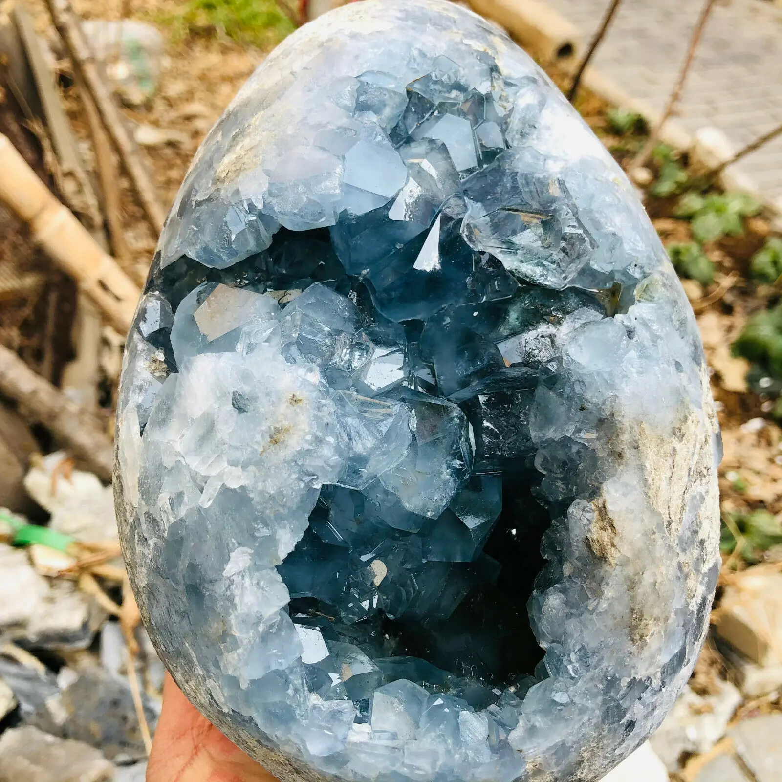 

1PC Madagascar Natural Celestite Crystal Druzy Cluster Sky Blue Geode Mineral Specimen Home Decor