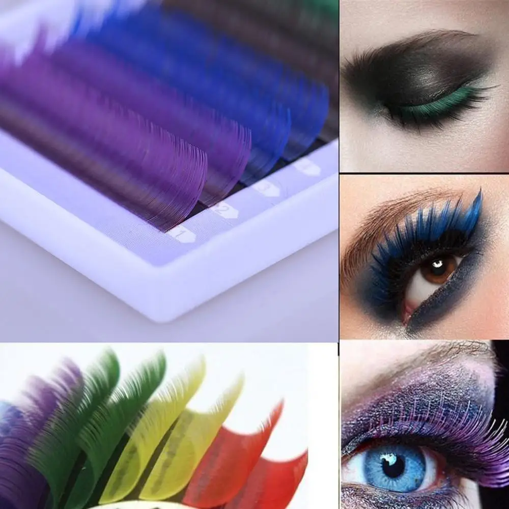Universal 12 rows Mix Color Eyelash Extension Individual Mink Fake Rainbow Colored Eyelashes Natural Soft Colorful False Lashes | Красота и